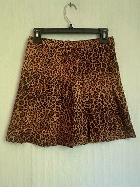 Lulus Micro Mini Animal Print Skirt Sz S Pleated Side Slit